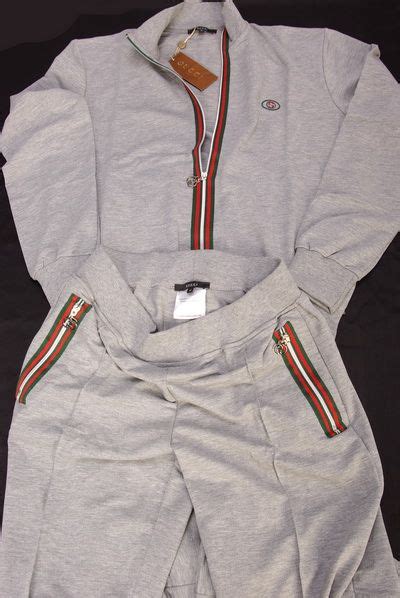 gucci gray sweatpants stripe|men's Gucci sweatsuit.